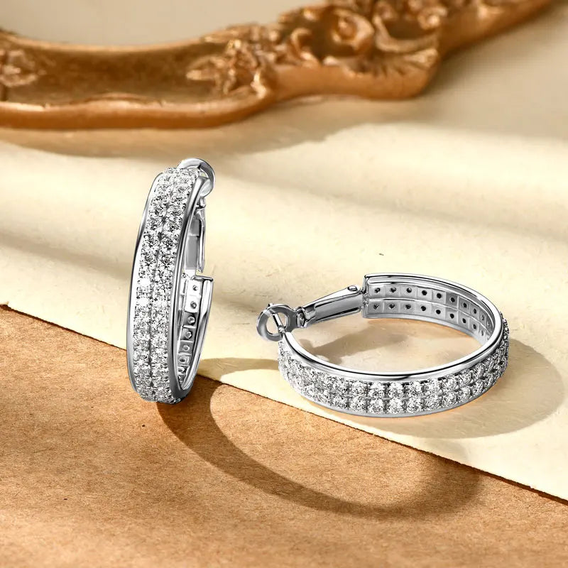Pavé Moissanite Hoop Earrings – 925 Sterling Silver Full Stone Women’s Fine Jewelry | Melisande
