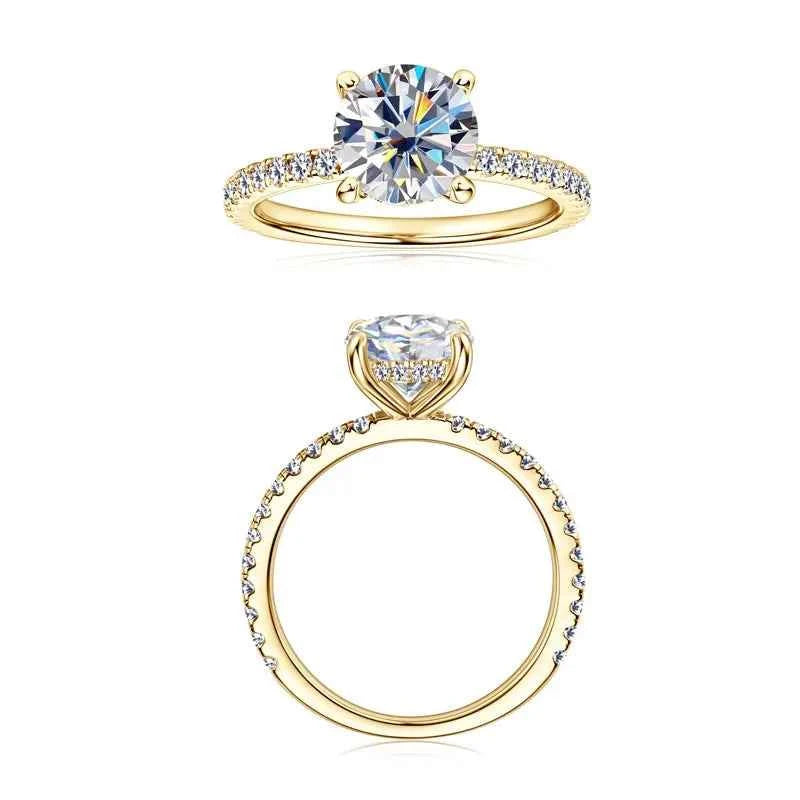 Moissanite Solitaire Ring – 925 Sterling Silver 18K Gold Plated 2.0ct 8mm Engagement Band | Melisande
