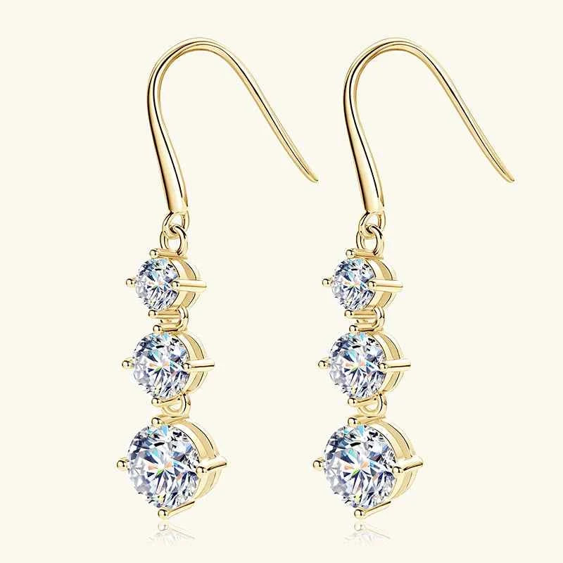 3.60cttw D VVS1 Moissanite Drop Hook Earrings, 925 Sterling Silver Sparkling Design – Melisande