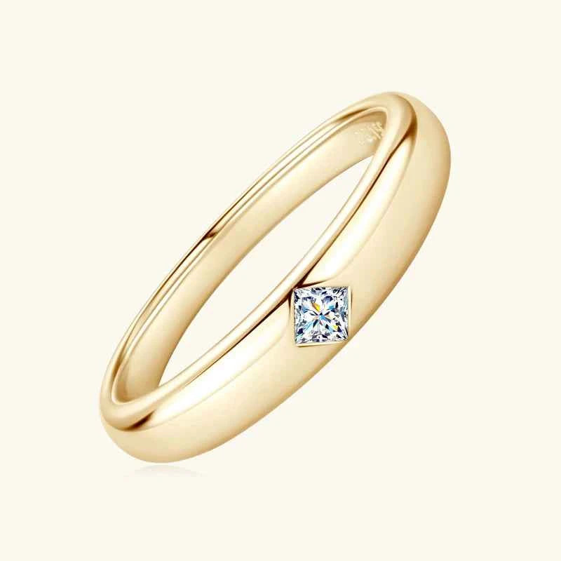 Moissanite Princess Cut Wedding Ring – 925 Sterling Silver 18K Gold Plated D Color GRA Certified | Melisande