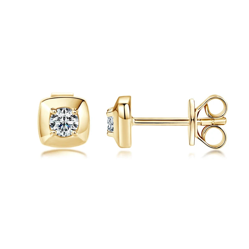 925 Sterling Silver Square Moissanite Earrings – 3mm D Color Round Stud Jewelry for Women | Melisande