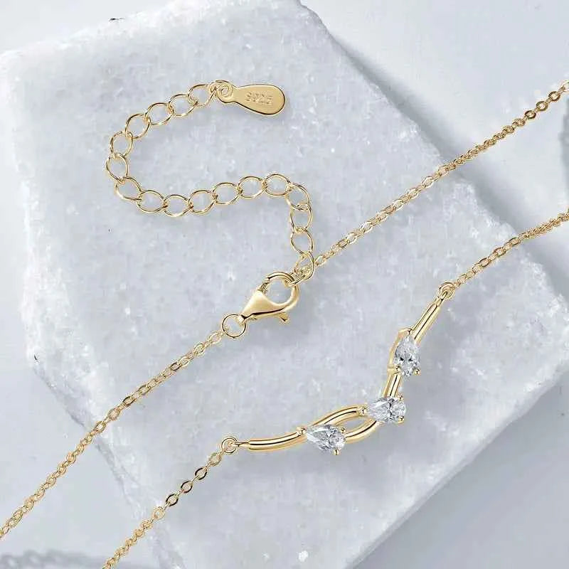 1.05cttw Pear Cut Moissanite Tree Branch Pendant Necklace, 925 Sterling Silver Adjustable Chain – Melisande