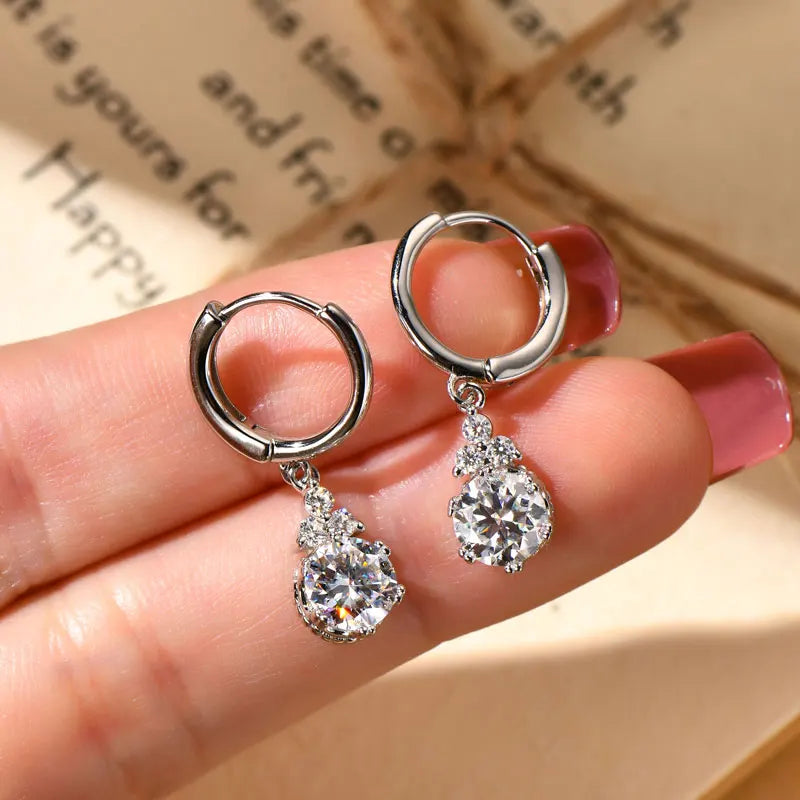 Moissanite Drop Earrings – 925 Sterling Silver D Color 1ct & 2ct Certified Women’s Wedding Jewelry | Melisande