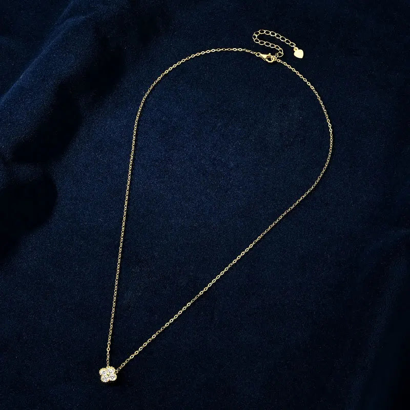 2mm Moissanite Four Clover Pendant Necklace, 925 Sterling Silver Flower Charm Clavicle Chain – Women’s Fine Jewelry – Melisande