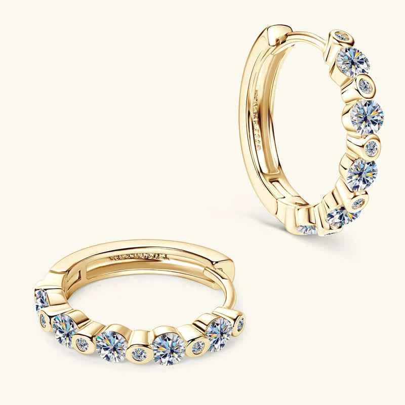 D0.57ct 1.3mm D Color Moissanite Hoop Earrings, 925 Sterling Silver Classic Design – Melisande