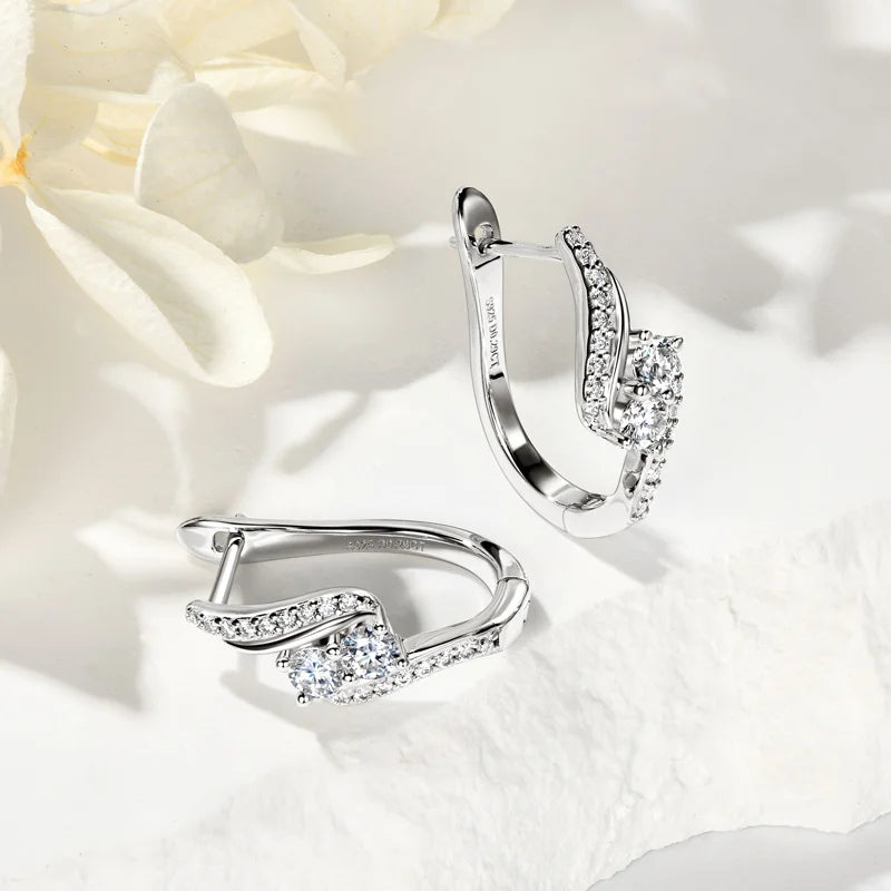 3mm D Moissanite Hoop Earrings – 925 Sterling Silver U-Shape Earrings | Melisande