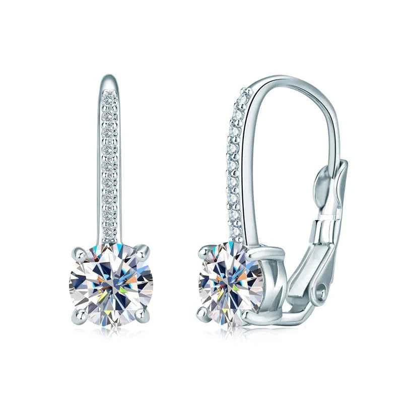 Moissanite Hoop & Drop Earrings – 925 Sterling Silver 14K Gold Plated Lever Back | Melisande