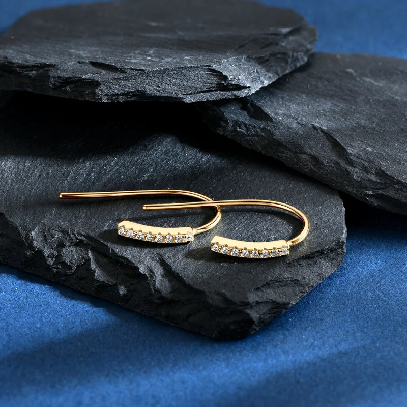 Stylish U-Shaped Moissanite Earrings – 925 Sterling Silver Piercing Hanging Jewelry for Women | Melisande