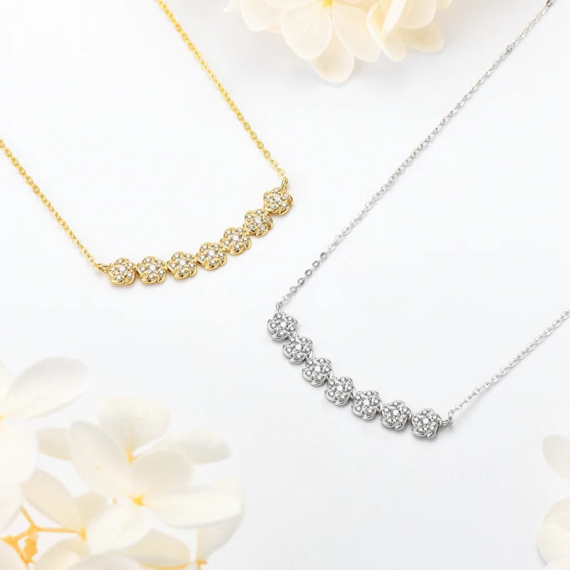 925 Sterling Silver Gerbera Flower Pendant Necklace, 2mm & 1.2mm Moissanite Stones, Fashion Jewelry – Melisande