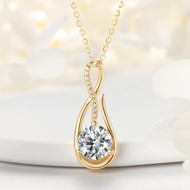 925 Silver 1CT 2CT D Color Real Moissanite Drop Necklace Women Infinity Pendant Necklace Sparking Jewelry Charm Choker Gift