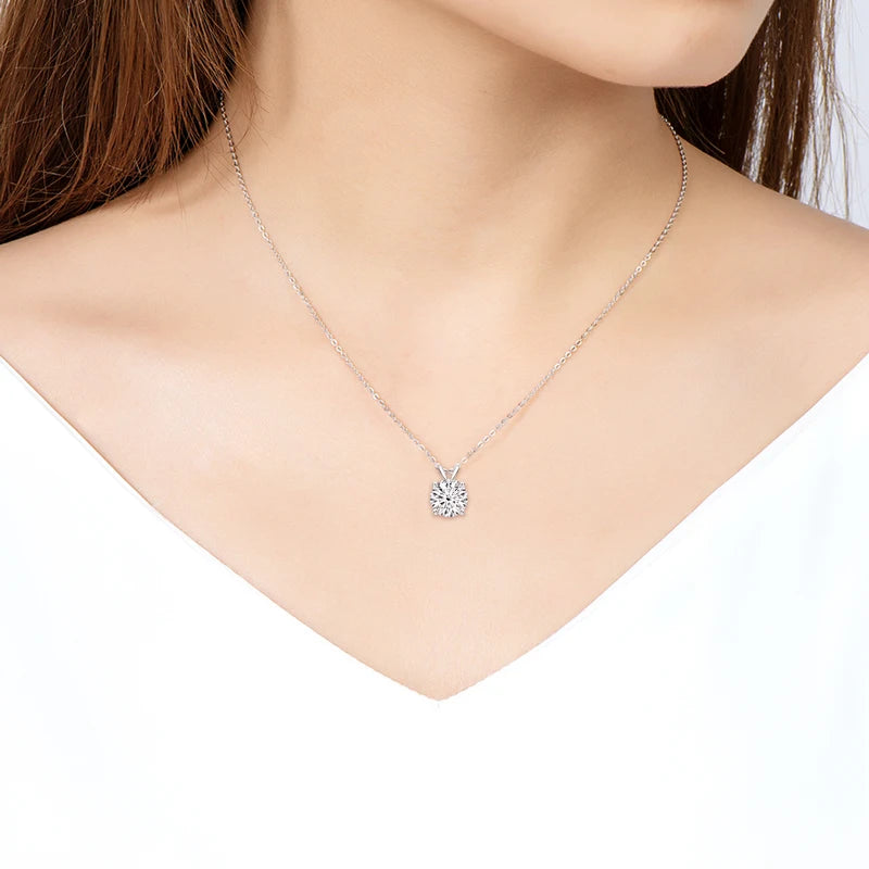 Moissanite Pendant Necklace – 925 Sterling Silver Rose Gold Plated 1.0ct D Color Jewelry Gift | Melisande