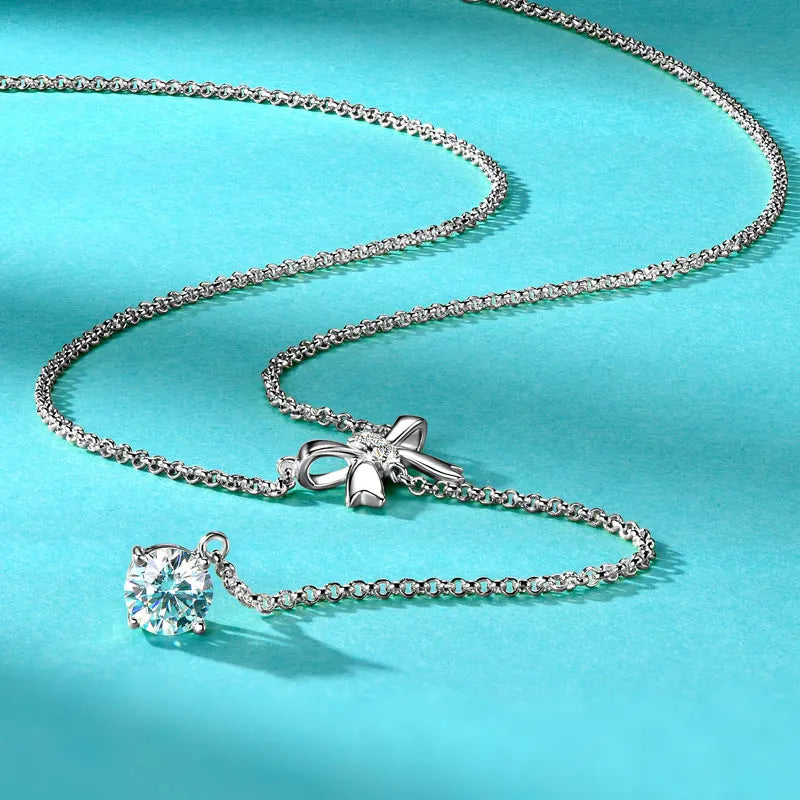 1ct Moissanite Butterfly Necklace – 925 Sterling Silver Y-Shaped Adjustable Pendant Jewelry for Women | Melisande