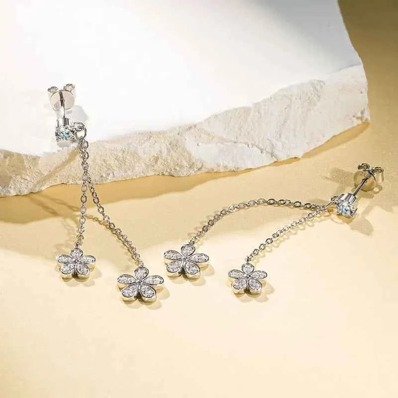 Moissanite Star Tassel Earrings – 925 Sterling Silver Certified Drop Dangle Jewelry | Melisande