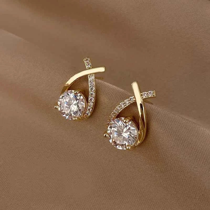 925 Sterling Silver 0.5ct Moissanite Fishtail Cross Stud Earrings, Drop Piercing Design – Melisande