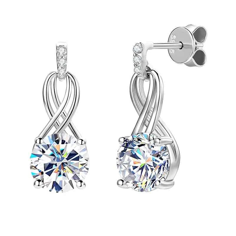 Moissanite Drop Earrings – 925 Sterling Silver 4cttw D VVS1 GRA Certified Women’s Wedding Jewelry | Melisande