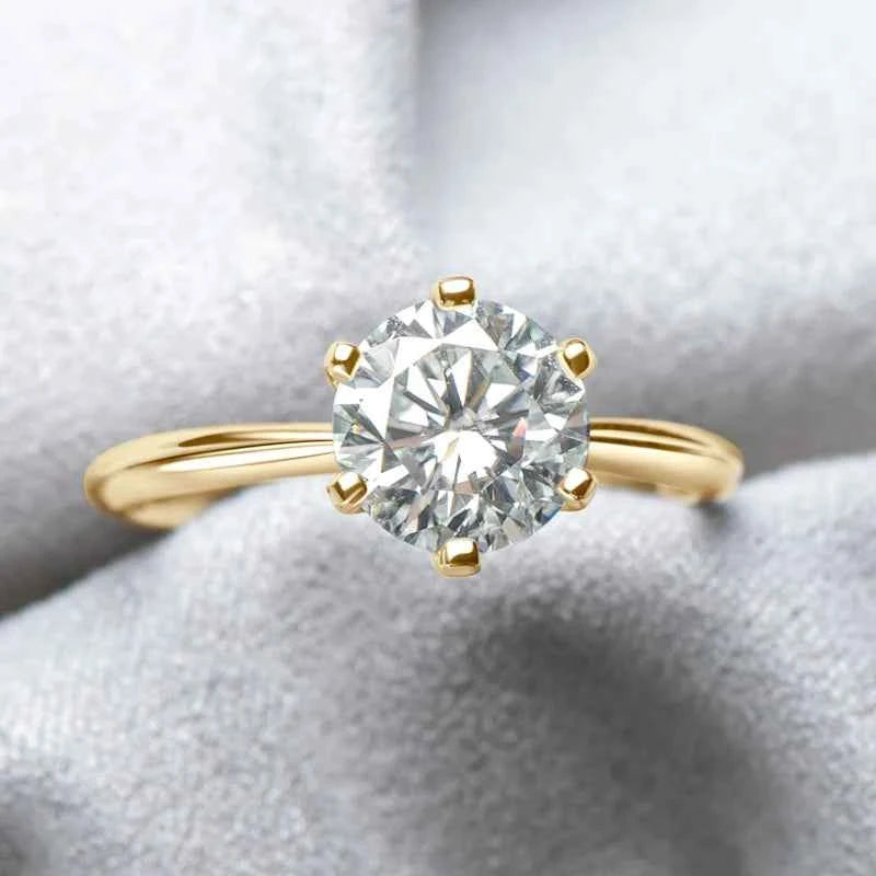 Moissanite Solitaire Ring – 925 Sterling Silver Yellow Gold Plated 2–3ct Certified | Melisande
