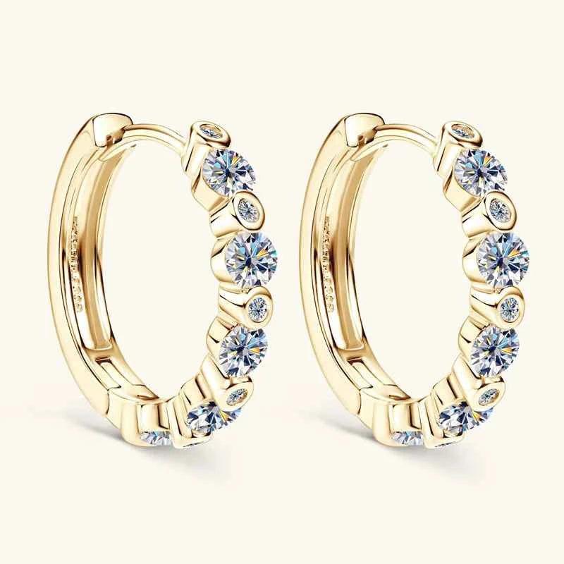 D0.57ct 1.3mm D Color Moissanite Hoop Earrings, 925 Sterling Silver Classic Design – Melisande