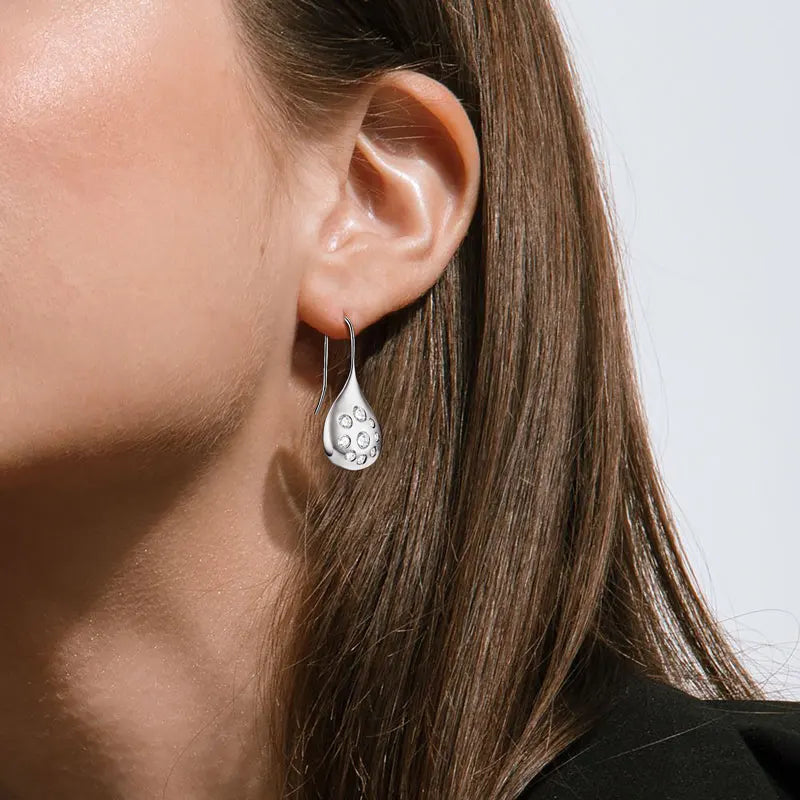 Shimmering Teardrop Moissanite Earrings – 925 Sterling Silver 1.6cttw Dangle Hooks for Women | Melisande