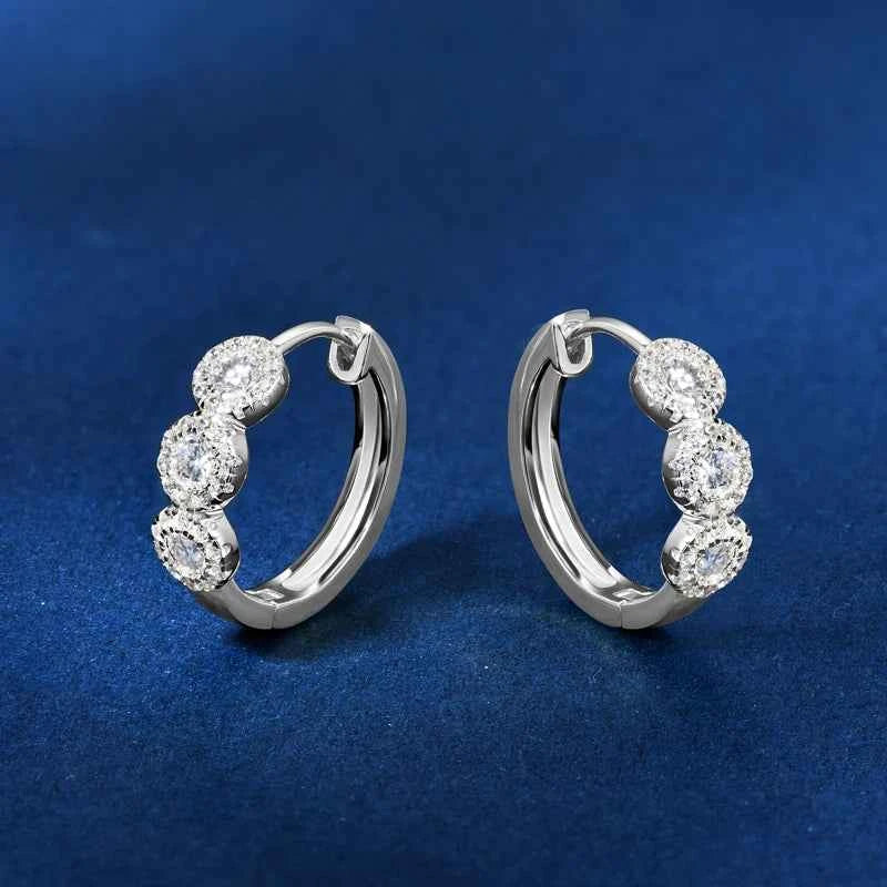 Solitaire 6.5mm 1.0ct Moissanite Hoop Earrings, Real 925 Sterling Silver – Melisande