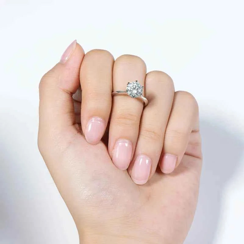 Moissanite Solitaire Ring – 925 Sterling Silver 0.5–3ct Wedding & Engagement Band | Melisande