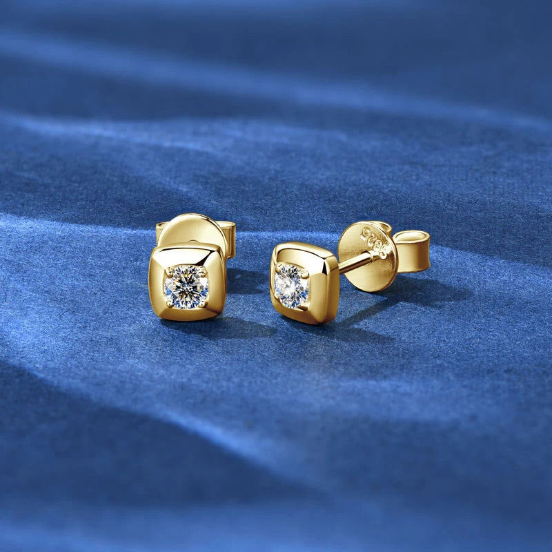 3mm 0.1ct D Moissanite Earrings, 925 Sterling Silver Square Stud Earrings for Women & Men – Fine Jewelry 2025 New Gifts – Melisande