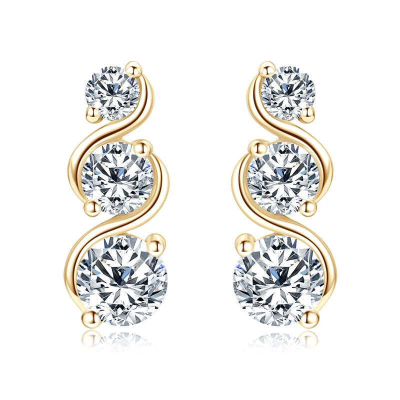 Moissanite Stud Earrings – 10K Solid Gold – D–E Color Stones (6–6.5mm / 0.8–1ct) – Classic Fine Jewelry | Melisande