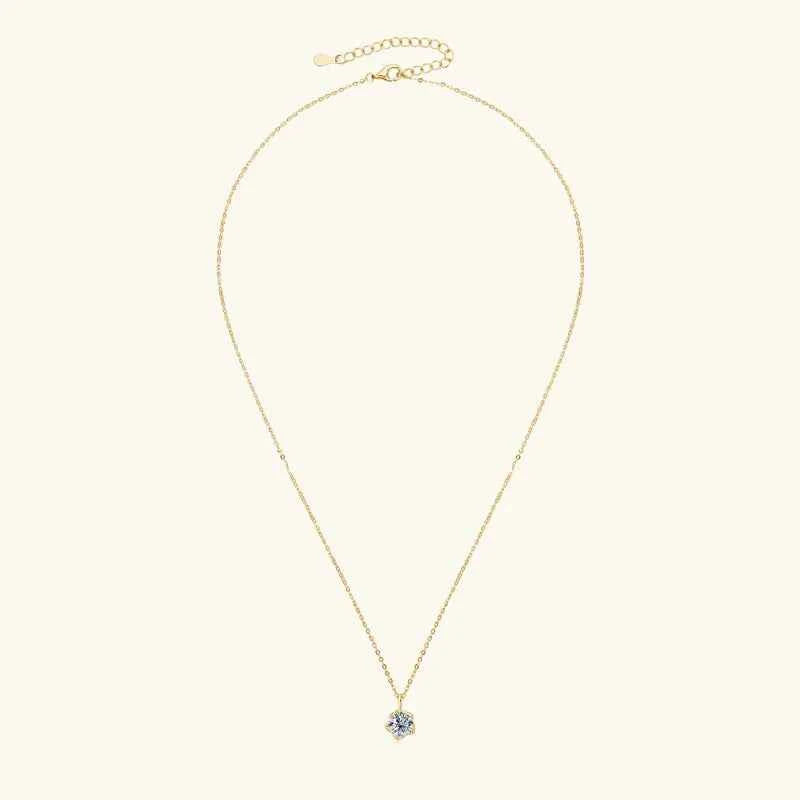 1.0ct 6.5mm D Color Moissanite Flower Bud Pendant Necklace, 925 Sterling Silver Adjustable Chain – Melisande