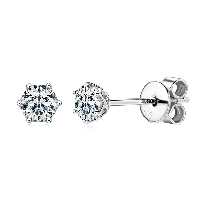 D Color 2ct Moissanite Stud Earrings – 925 Sterling Silver Unisex Piercing Jewelry (3–6.5mm Sizes) | Melisande