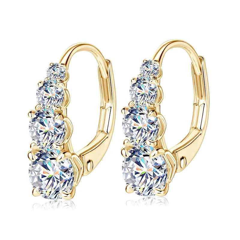 Moissanite Drop Hoop Earrings – 925 Sterling Silver 1.86ctw 5mm 4-Stone Clip Design | Melisande