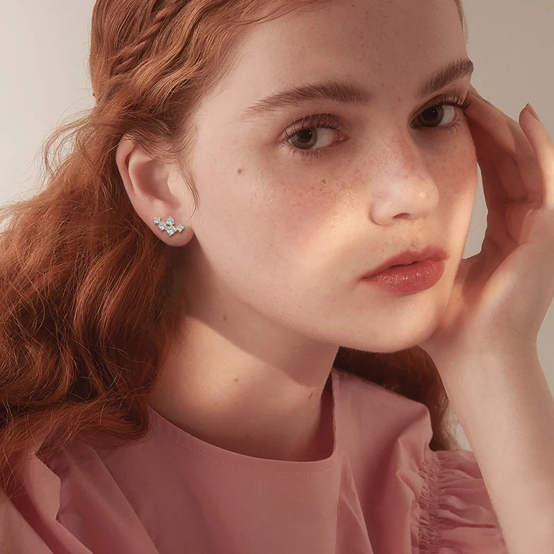 18K Gold Plated Cluster Moissanite Earrings – 925 Sterling Silver Round Stud Fine Jewelry | Melisande