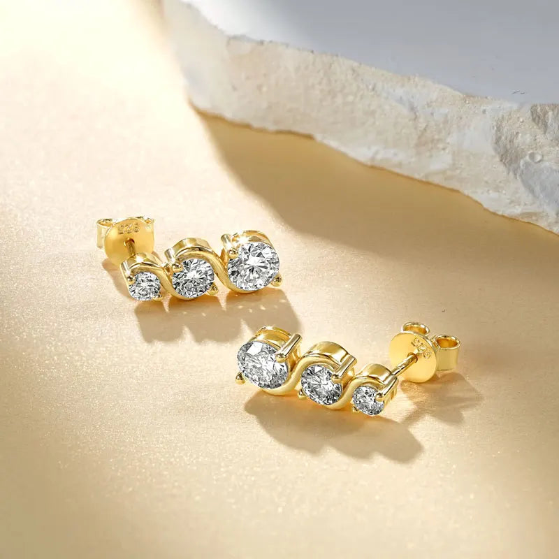 Moissanite Stud Earrings – 10K Solid Gold – D–E Color Stones (6–6.5mm / 0.8–1ct) – Classic Fine Jewelry | Melisande