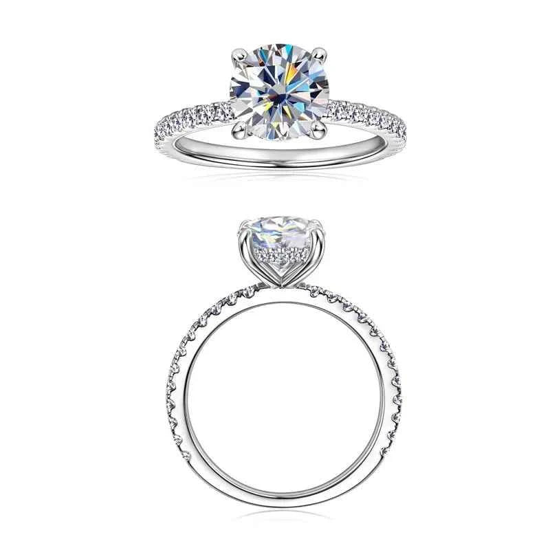 Moissanite Solitaire Ring – 925 Sterling Silver 18K Gold Plated 2.0ct 8mm Engagement Band | Melisande