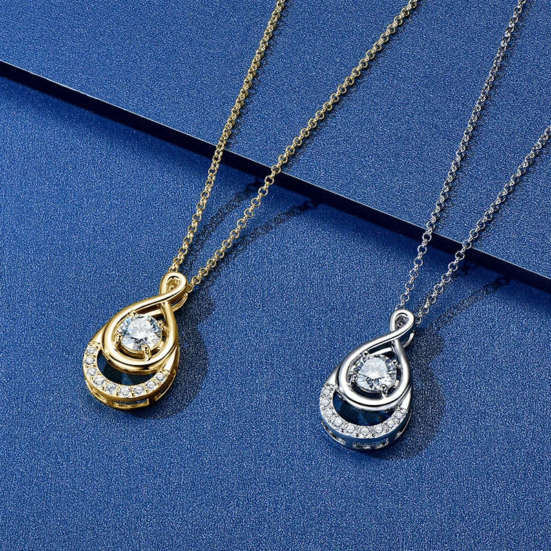 1.0ct Moissanite Infinity Pendant Necklace – Adjustable 925 Sterling Silver 6.5mm Certified Jewelry for Women | Melisande