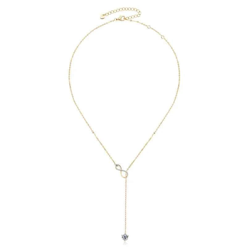 Infinity Necklace – 925 Sterling Silver Y-Shape Pendant 6.5mm D Color Moissanite | Melisande