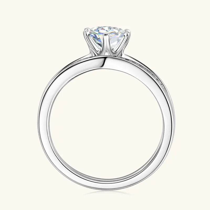 Moissanite Bridal Ring Set – 925 Sterling Silver 1.0ct D Color Solitaire & Eternity Wedding Bands | Melisande