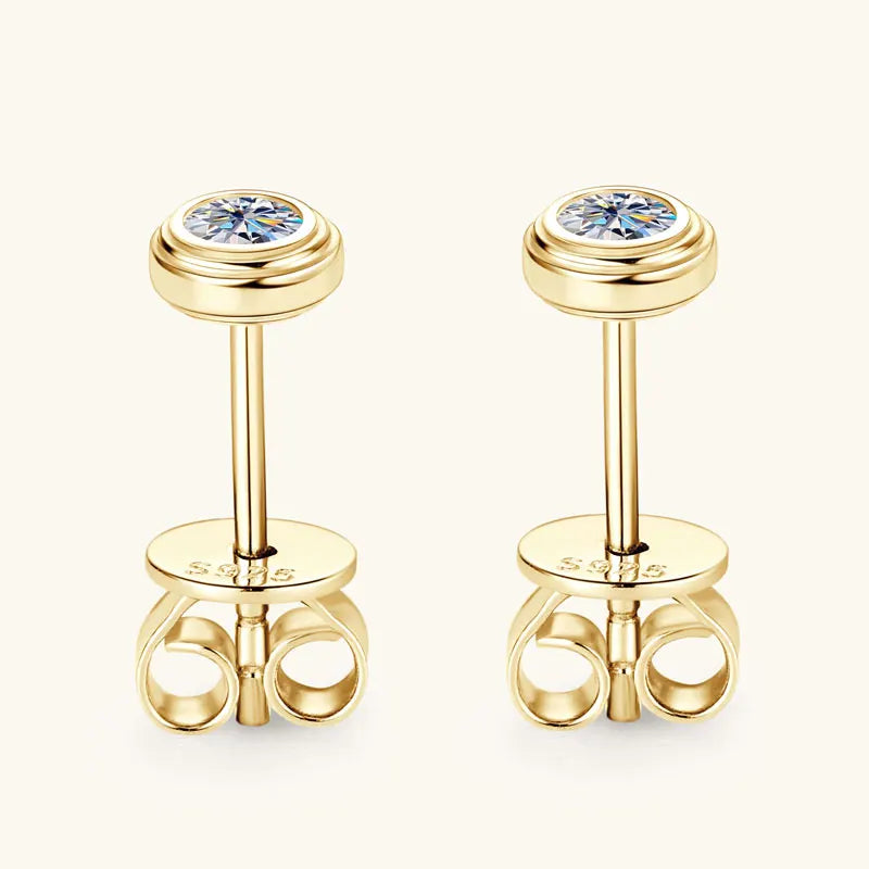 3mm D Color Bezel Moissanite Earrings – 925 Sterling Silver Unisex Mini Studs for Couples | Melisande