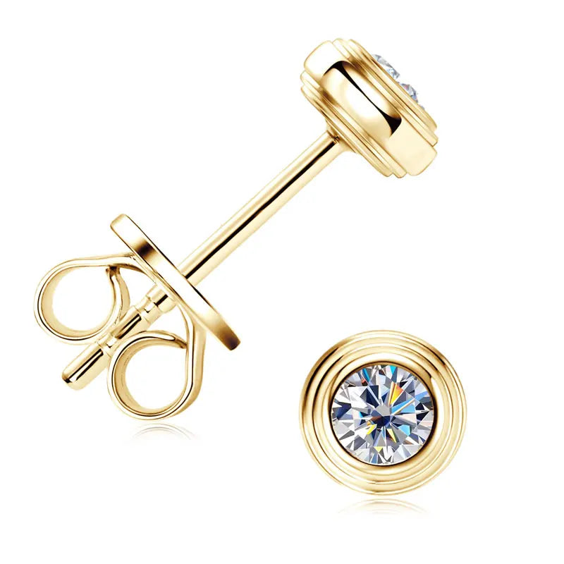 3mm D Color Bezel Moissanite Earrings – 925 Sterling Silver Unisex Mini Studs for Couples | Melisande
