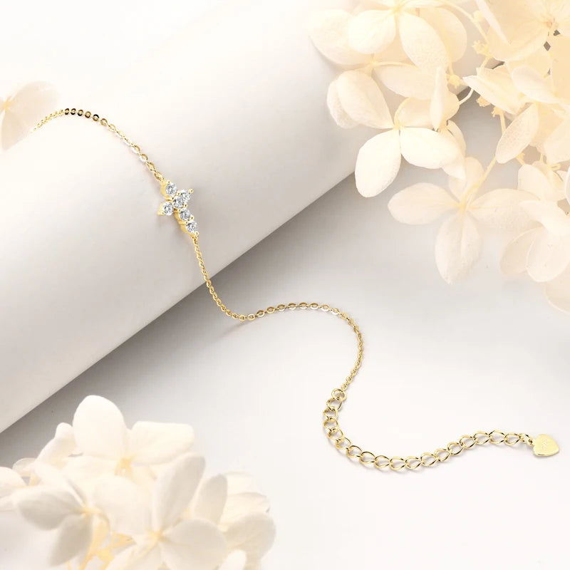 Moissanite Cross Bracelet – 925 Sterling Silver Adjustable Chain Unisex Jewelry Christmas Gift | Melisande