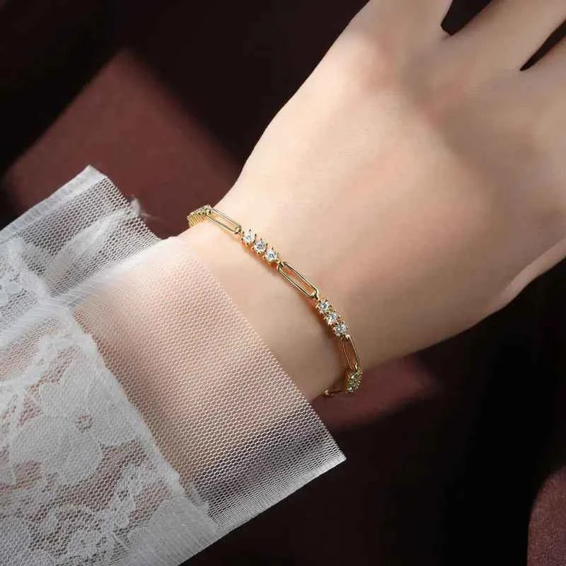 Anziw 2024 Trendy 925 Silver 3mm D Color Moissanite Bracelets Fashion Bracelet for Women Certified Fine Jewelry Christmas Gifts