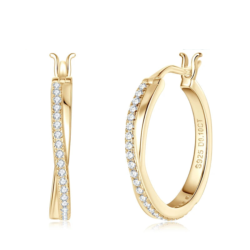 Moissanite Hoop Earrings – 925 Sterling Silver 18K Gold Plated Clip Design Women’s Wedding Jewelry 2024 | Melisande