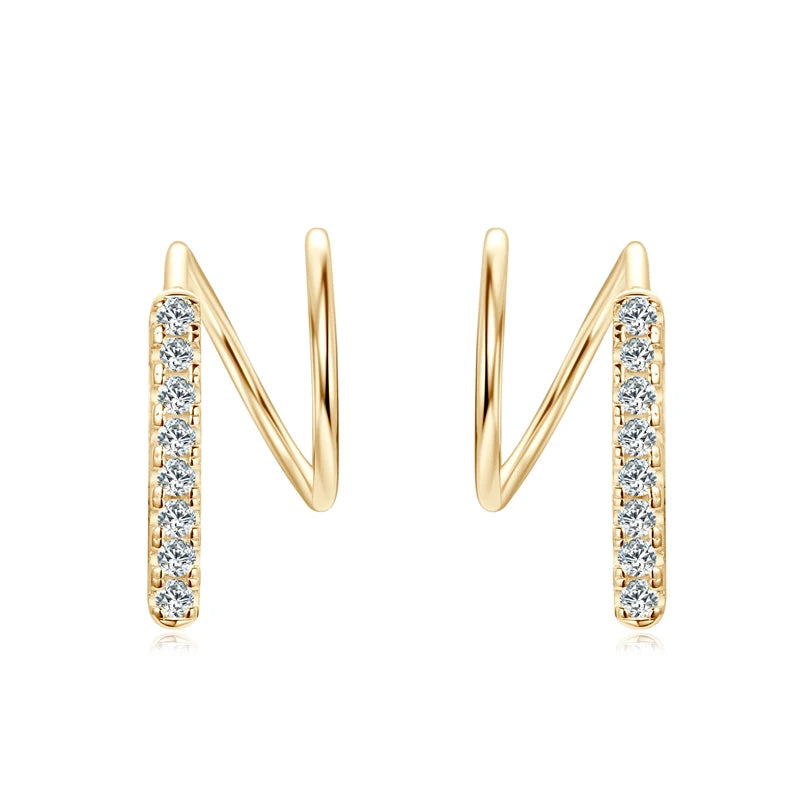 Stylish 14K Gold Bar Spinning Earrings – 925 Sterling Silver Moissanite Piercing Jewelry for Women | Melisande