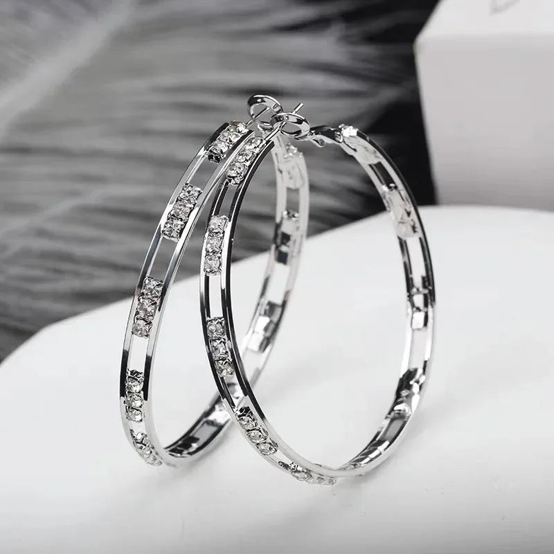 2mm Moissanite Large Hoop Earrings – 925 Sterling Silver 40mm Big Piercing Jewelry for Women | Melisande