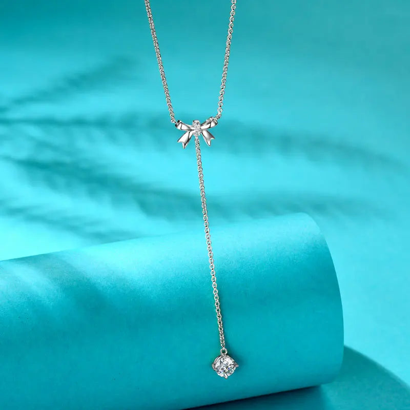 1ct Moissanite Butterfly Necklace – 925 Sterling Silver Y-Shaped Adjustable Pendant Jewelry for Women | Melisande