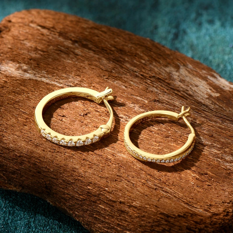 Moissanite Hoop Earrings – 925 Sterling Silver 18K Gold Plated Clip Design Women’s Wedding Jewelry 2024 | Melisande