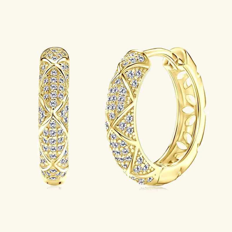 Moissanite Pave Hoop Earrings – 925 Sterling Silver D Color Certified Huggies | Melisande