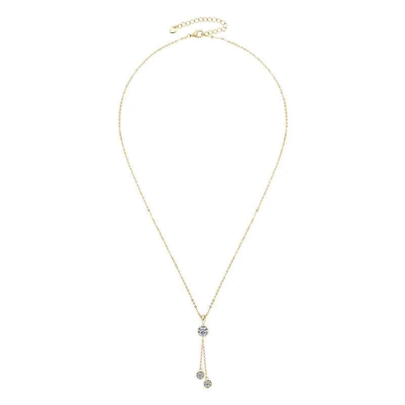 D1.60ct Moissanite Y-Shaped Tassel Pendant Necklace, Original 925 Sterling Silver Adjustable Chain – Melisande
