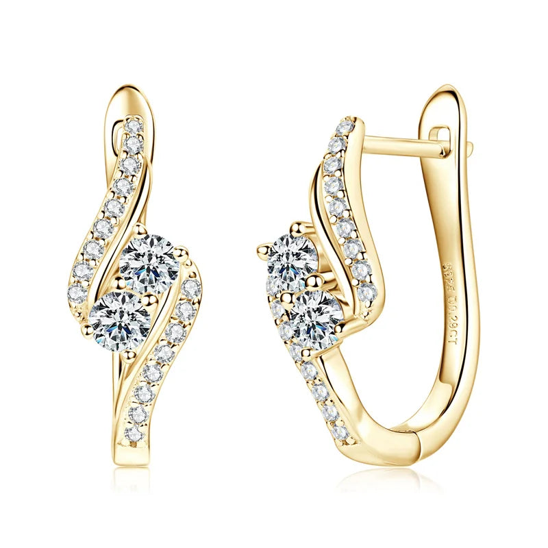 3mm D Moissanite Hoop Earrings – 925 Sterling Silver U-Shape Earrings | Melisande