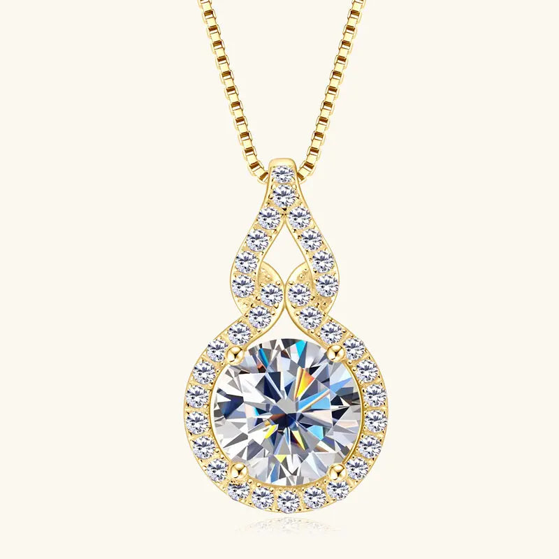 Gourd-Shaped Moissanite Pendant Necklace, 3ct / 2ct / 1ct D Color Stones, 925 Sterling Silver Adjustable Chain  – Melisande