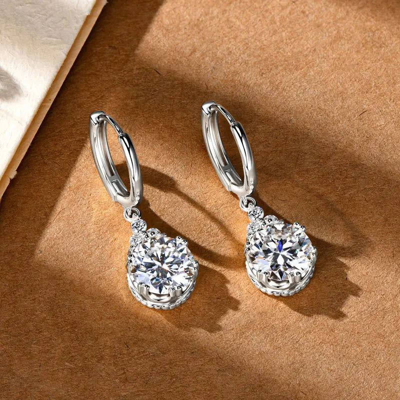 Moissanite Drop Earrings – 925 Sterling Silver D Color 1ct & 2ct Certified Women’s Wedding Jewelry | Melisande