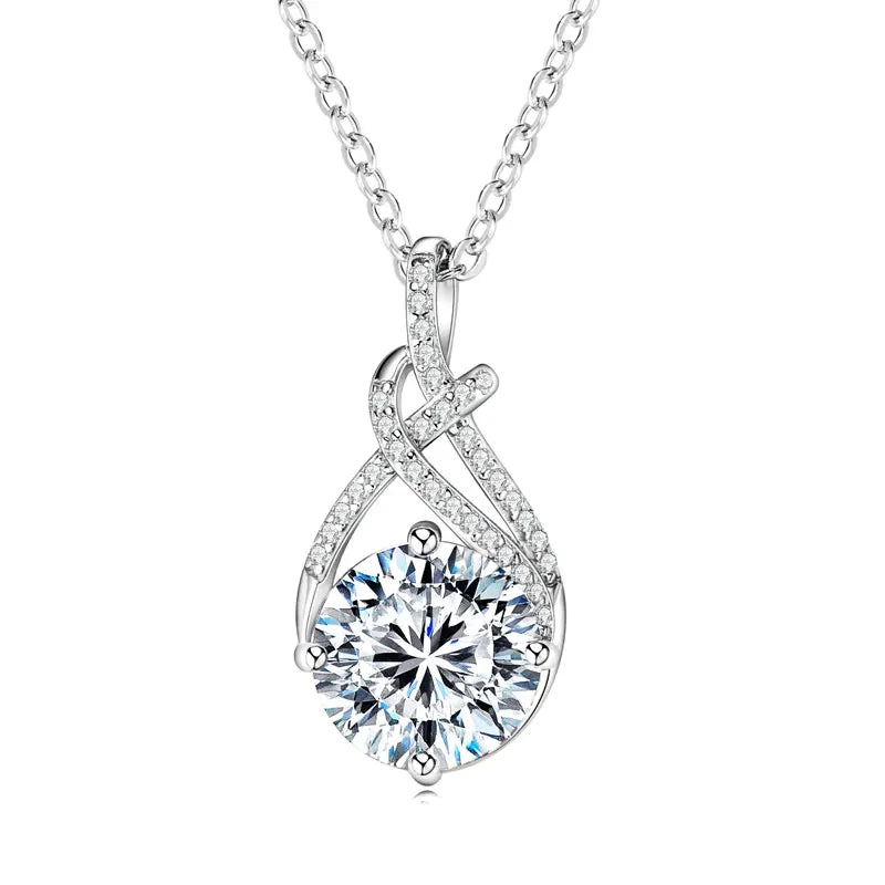 Moissanite Infinity Pendant Necklace – 925 Sterling Silver 2.0ct 8mm Certified Adjustable Chain | Melisande